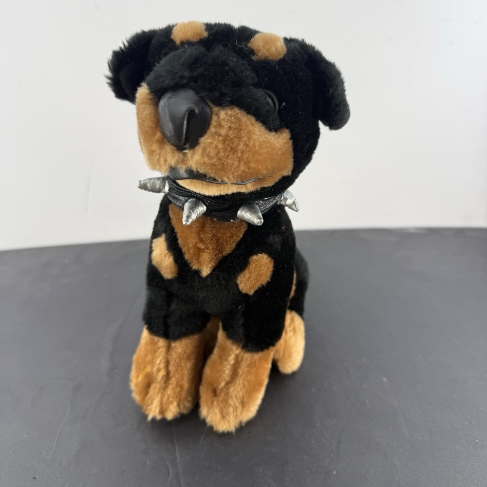 Rottweiler Dog Plush Stuff Animal Toy Network Spike Collar 2002 10"